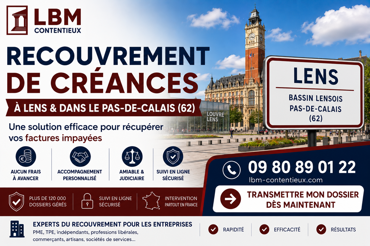recouvrement de créances Lens Pas-de-Calais facture impayée entreprise