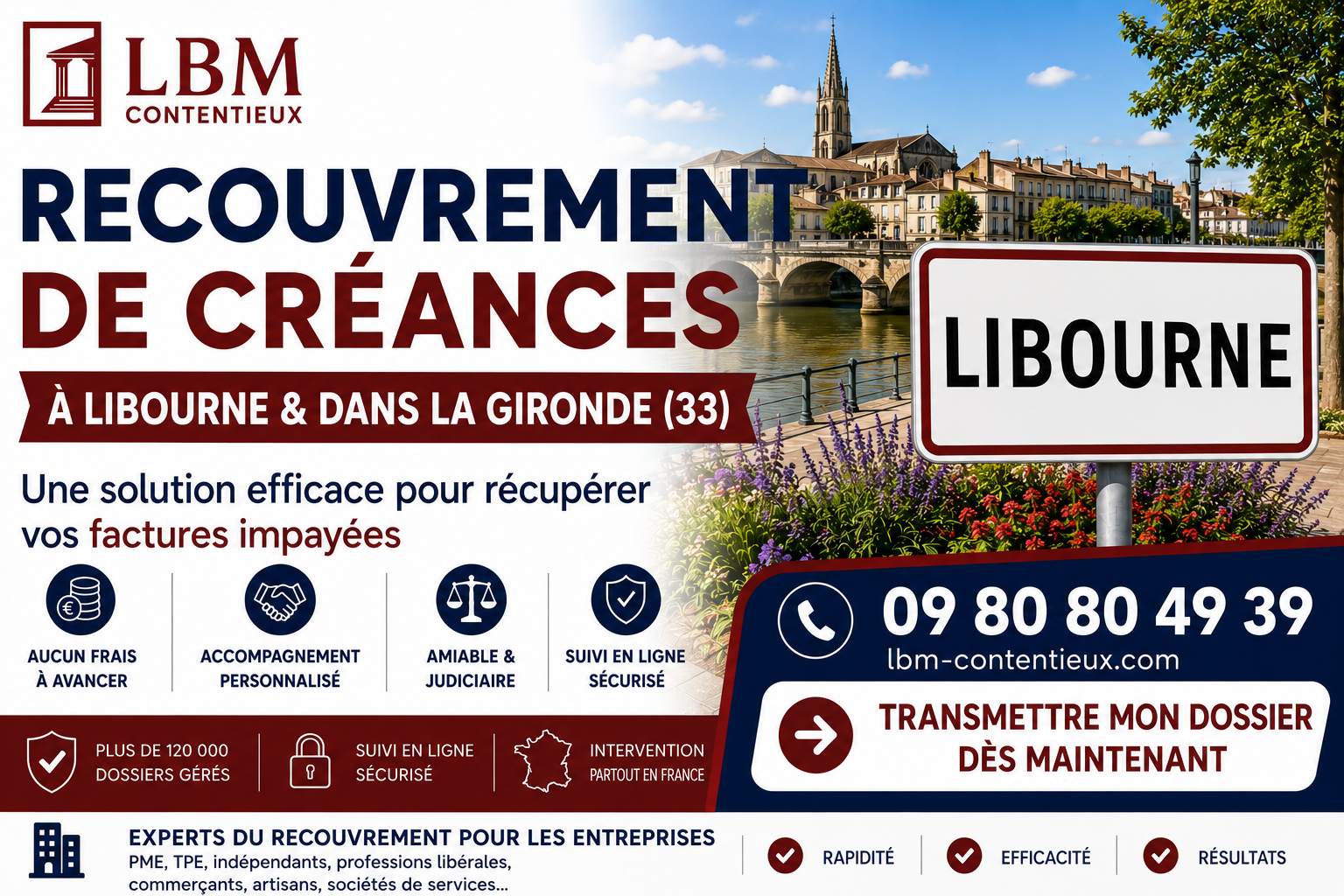 recouvrement de créances Libourne Gironde facture impayée entreprise