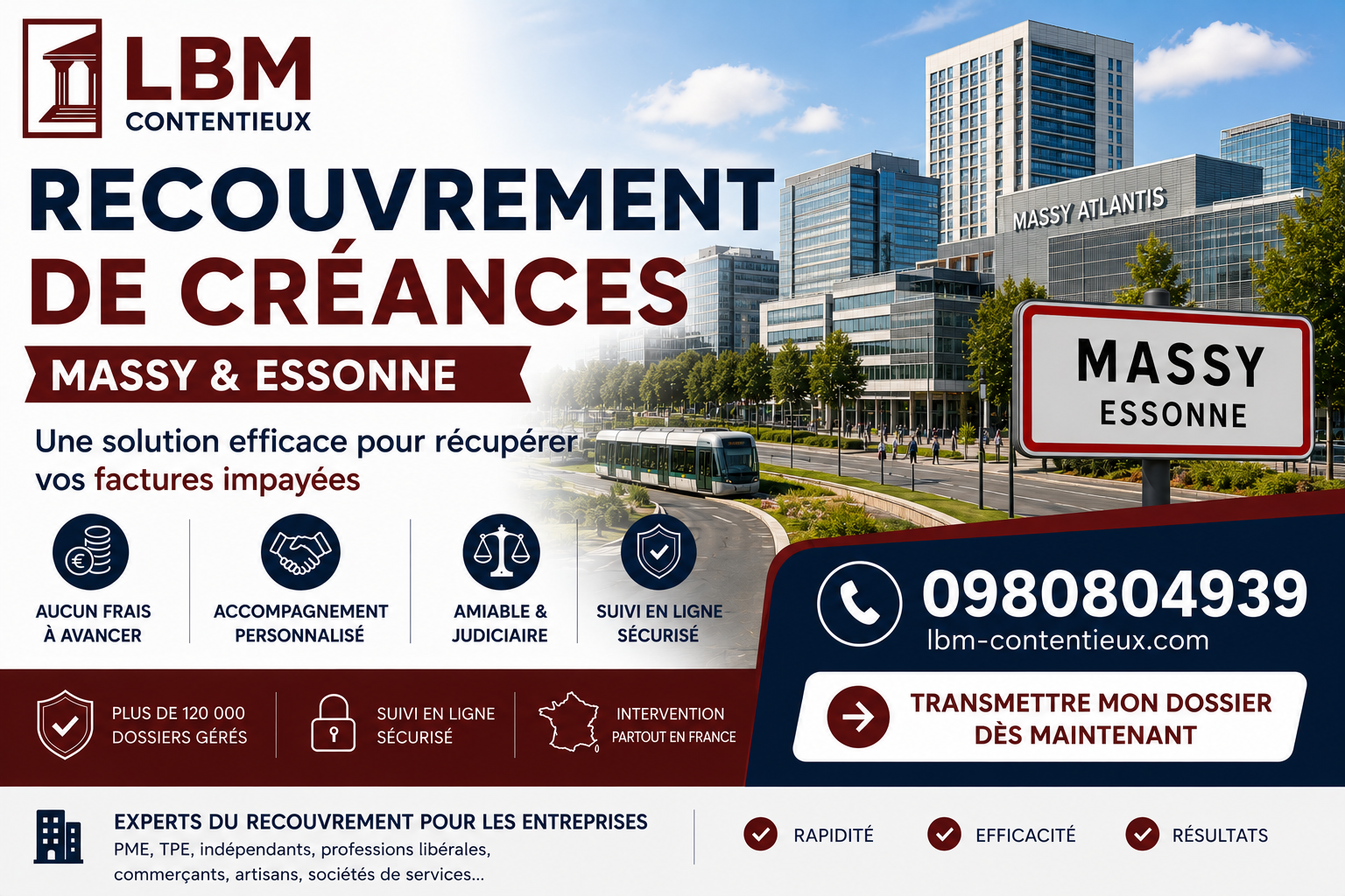 recouvrement de créances Massy Essonne facture impayée entreprise
