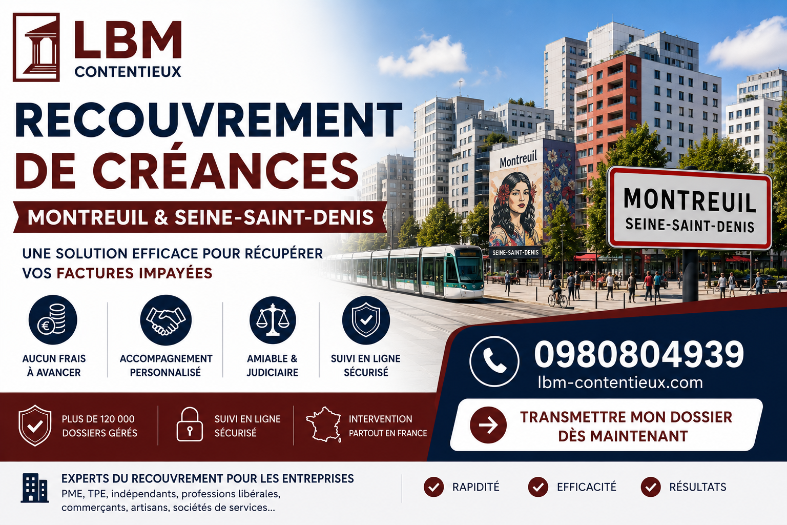 recouvrement de créances Montreuil Seine-Saint-Denis facture impayée entreprise