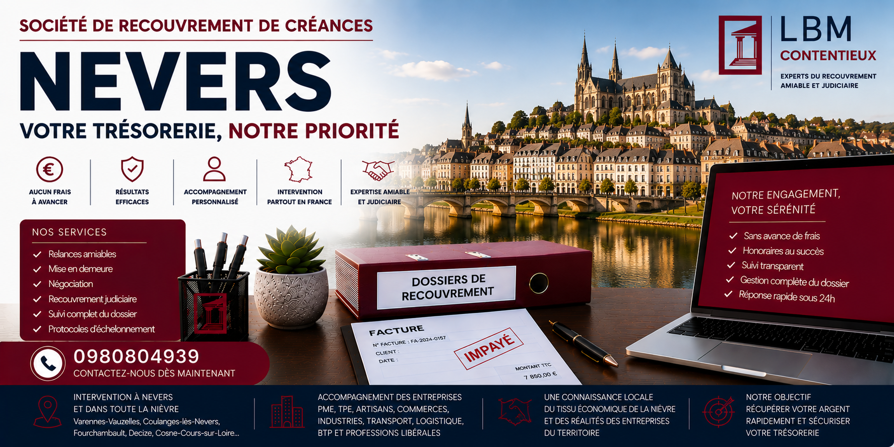 recouvrement de créances Nevers Nièvre facture impayée entreprise