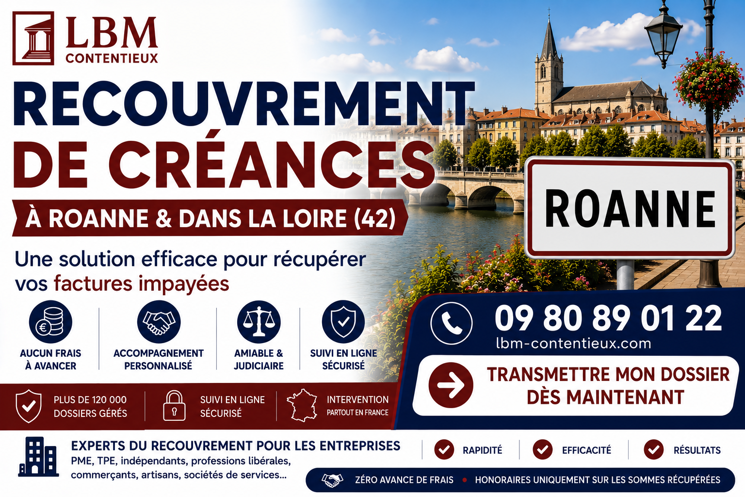 recouvrement de créances Roanne Loire facture impayée entreprise