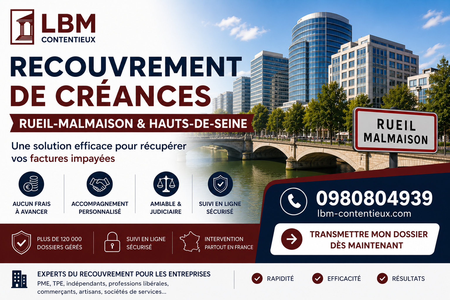 recouvrement de créances Rueil-Malmaison Hauts-de-Seine facture impayée entreprise