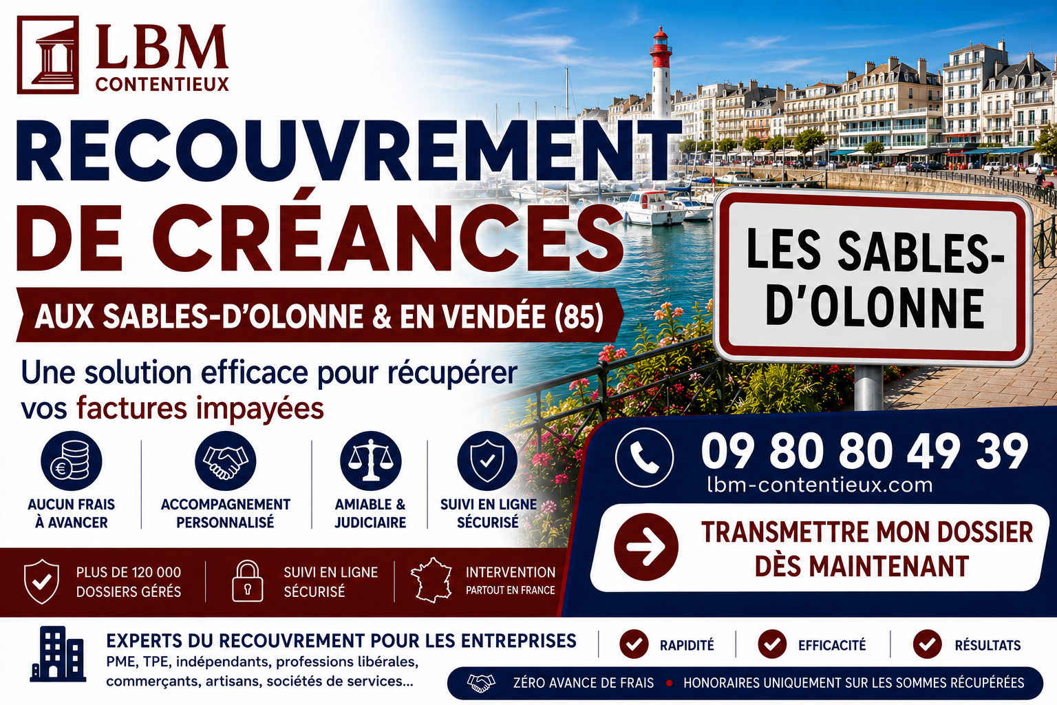 recouvrement de créances Les Sables d'Olonne Vendée facture impayée entreprise