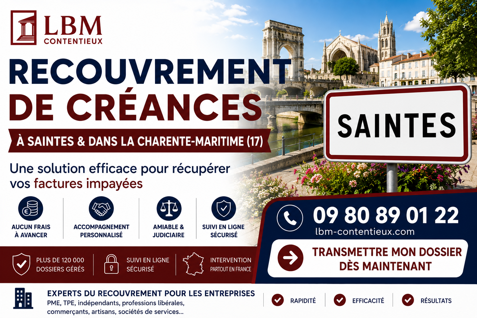 recouvrement de créances Saintes Charente-Maritime facture impayée entreprise