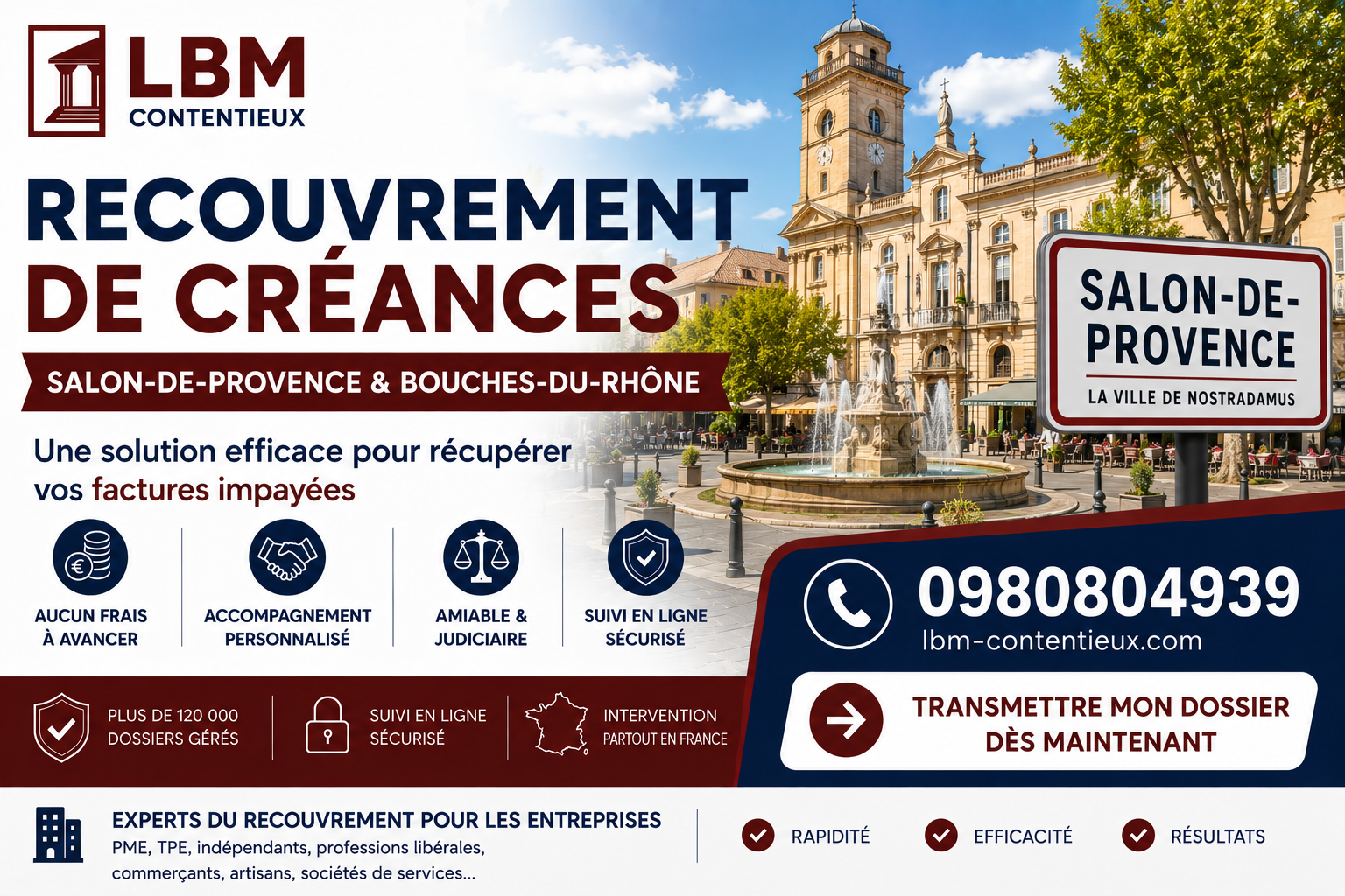 recouvrement de créances Salon-de-Provence Bouches-du-Rhône facture impayée entreprise