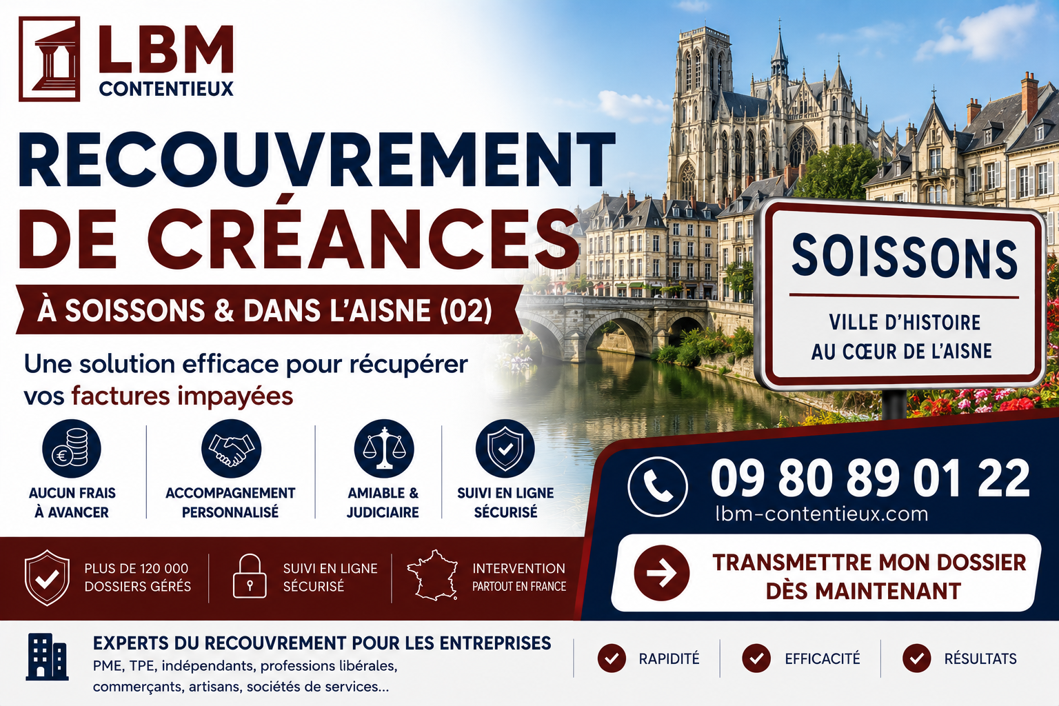 recouvrement de créances Soissons Aisne facture impayée entreprise
