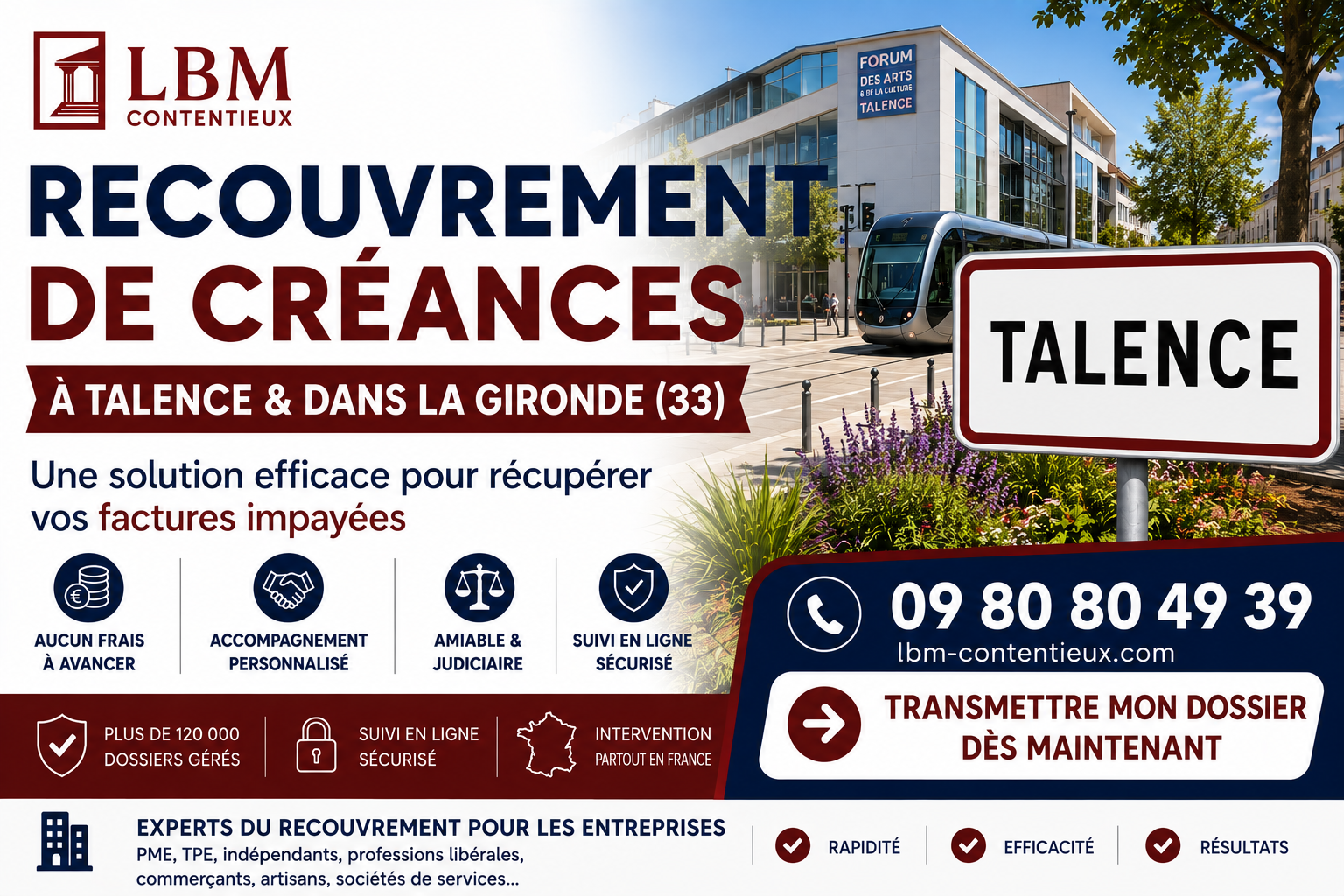 recouvrement de créances Talence Gironde facture impayée entreprise