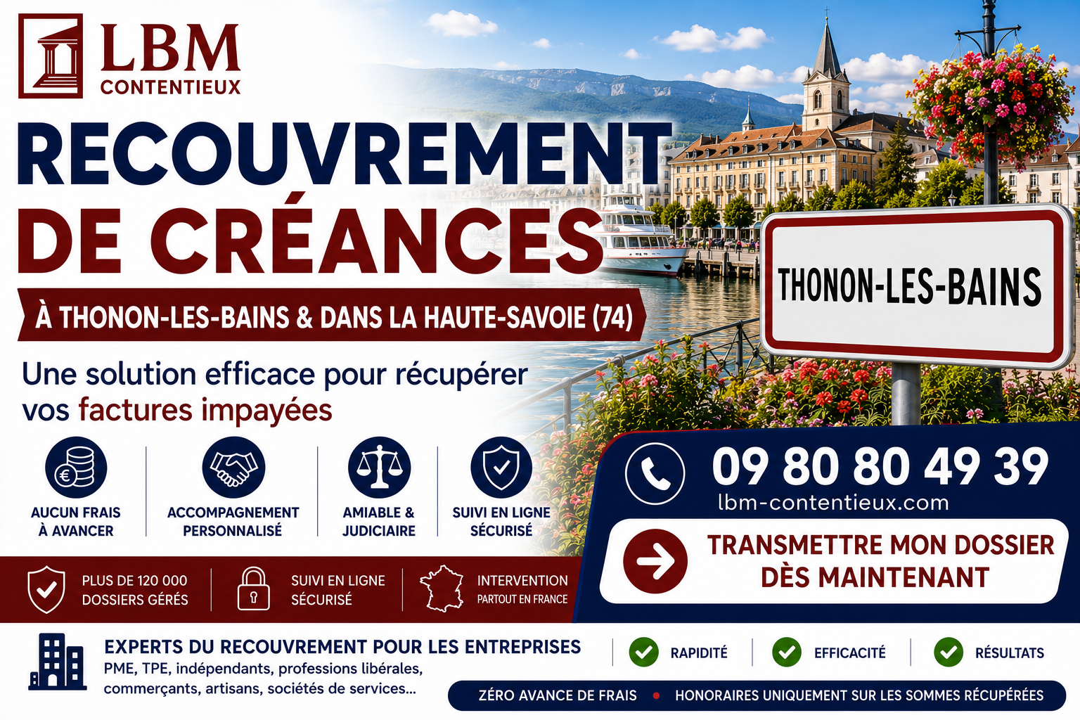 recouvrement de créances Thonon-les-Bains Haute-Savoie facture impayée entreprise