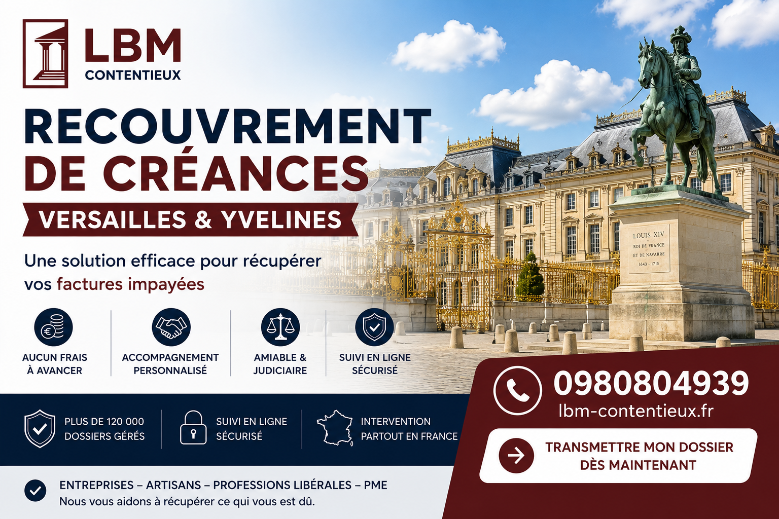 recouvrement de créances Versailles Yvelines facture impayée entreprise