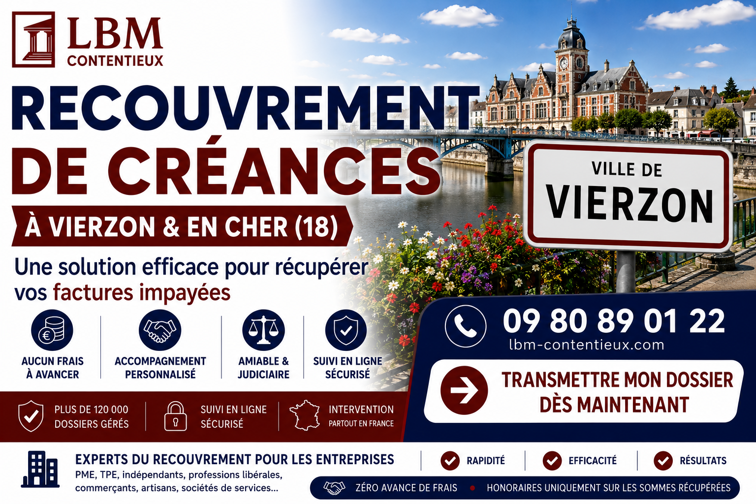 recouvrement de créances Vierzon Cher facture impayée entreprise