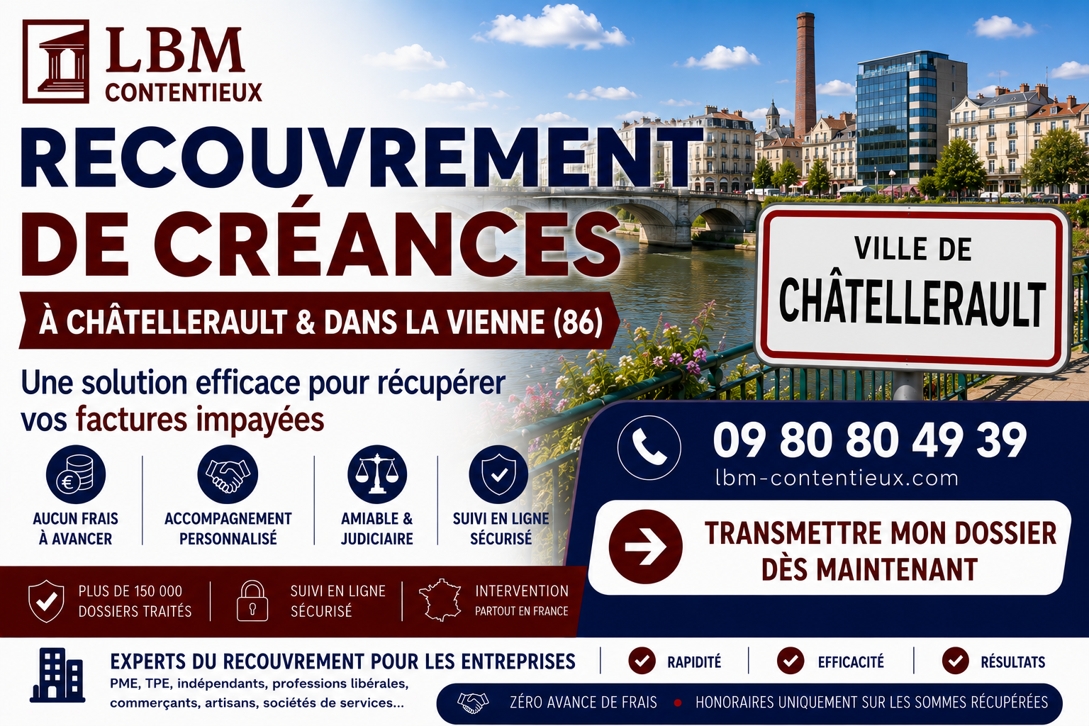 recouvrement de créances Châtellerault Vienne facture impayée entreprise industrie logistique