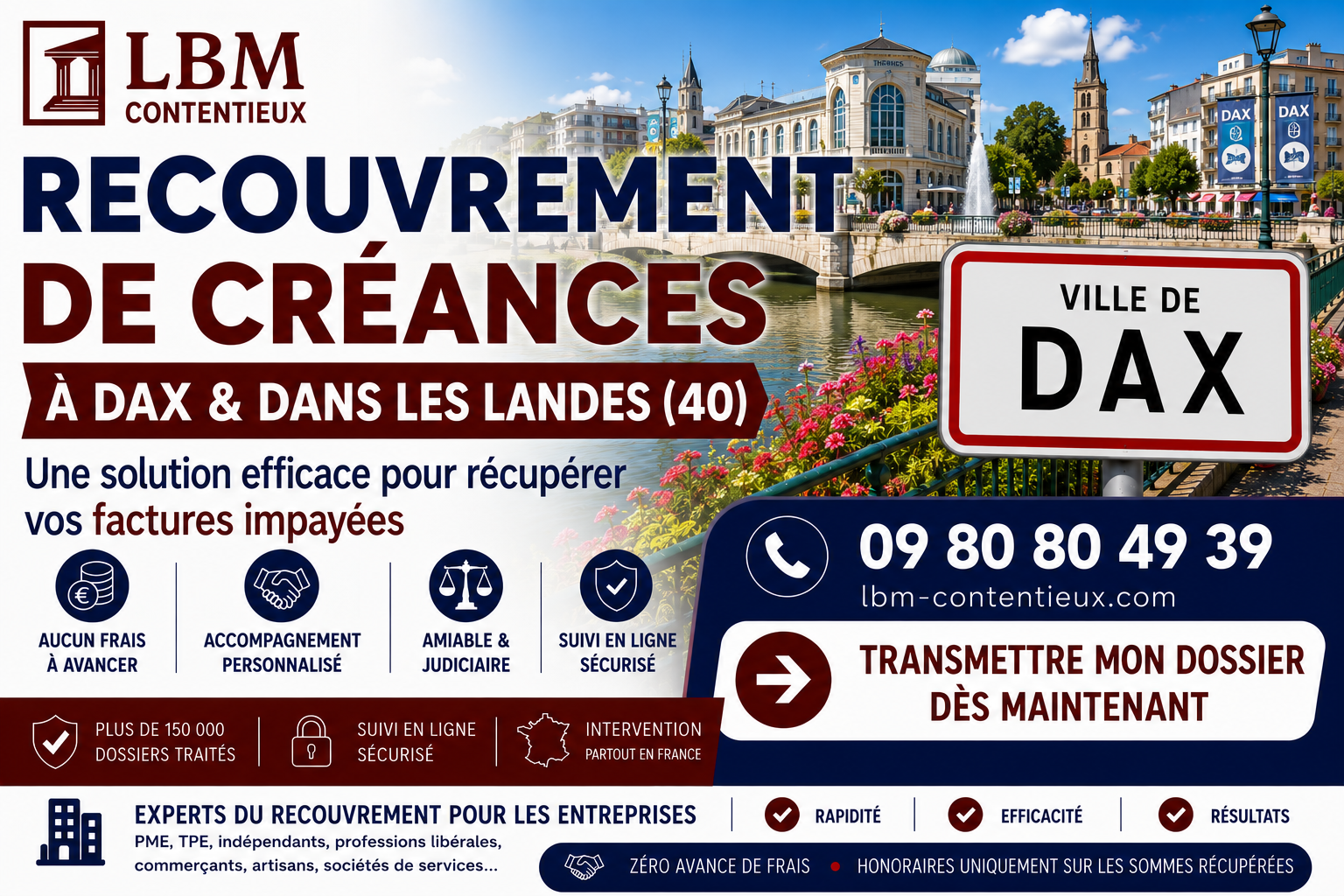 recouvrement de créances Dax Landes facture impayée entreprise thermalisme