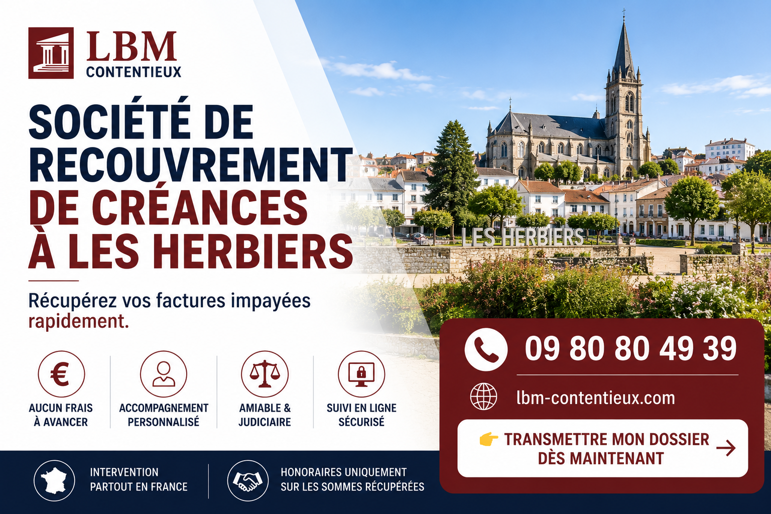 Société de recouvrement de créances à Les Herbiers – LBM Contentieux accompagne les entreprises dans le recouvrement amiable et judiciaire de leurs factures impayées.