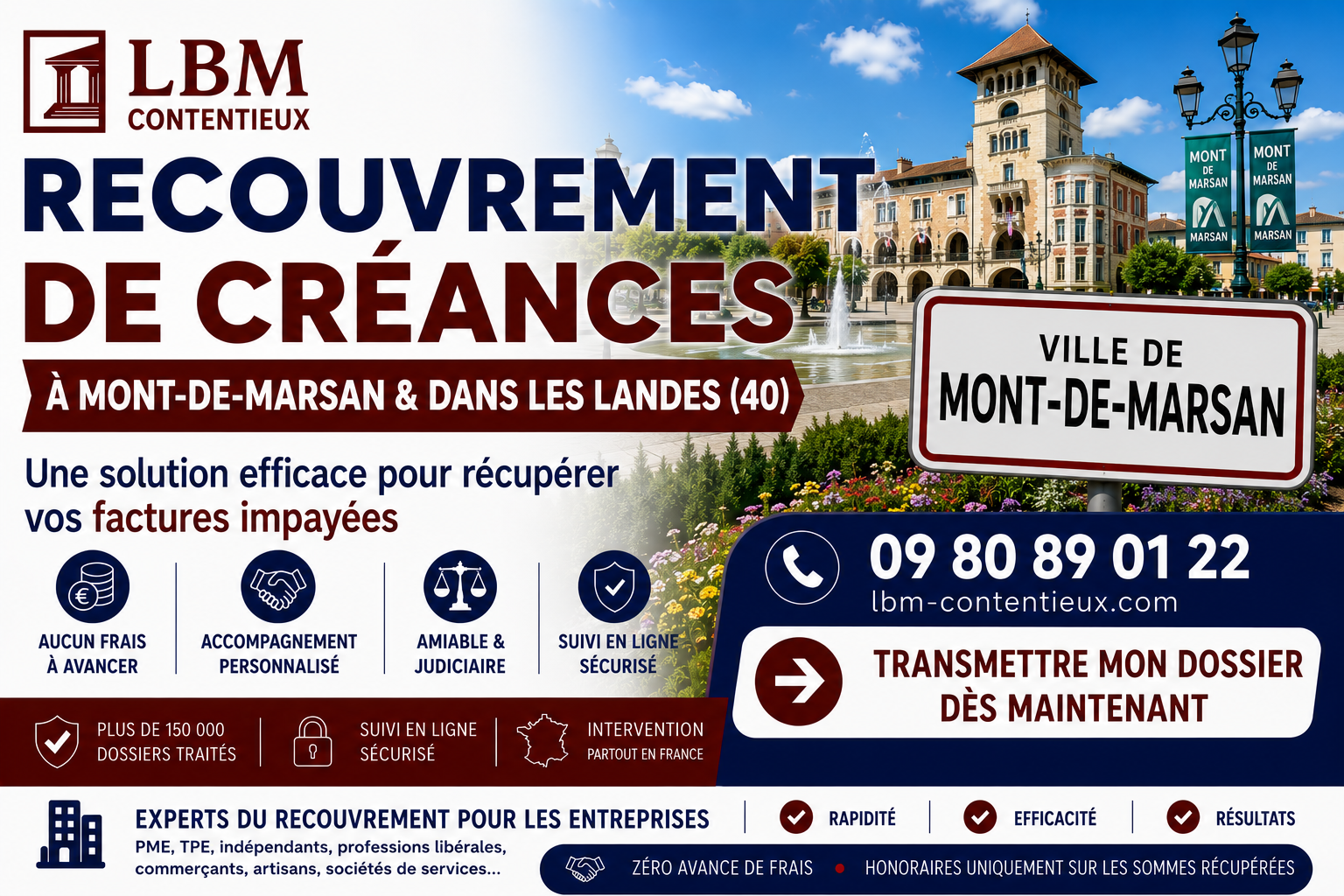 recouvrement de créances Mont-de-Marsan Landes facture impayée entreprise industrie