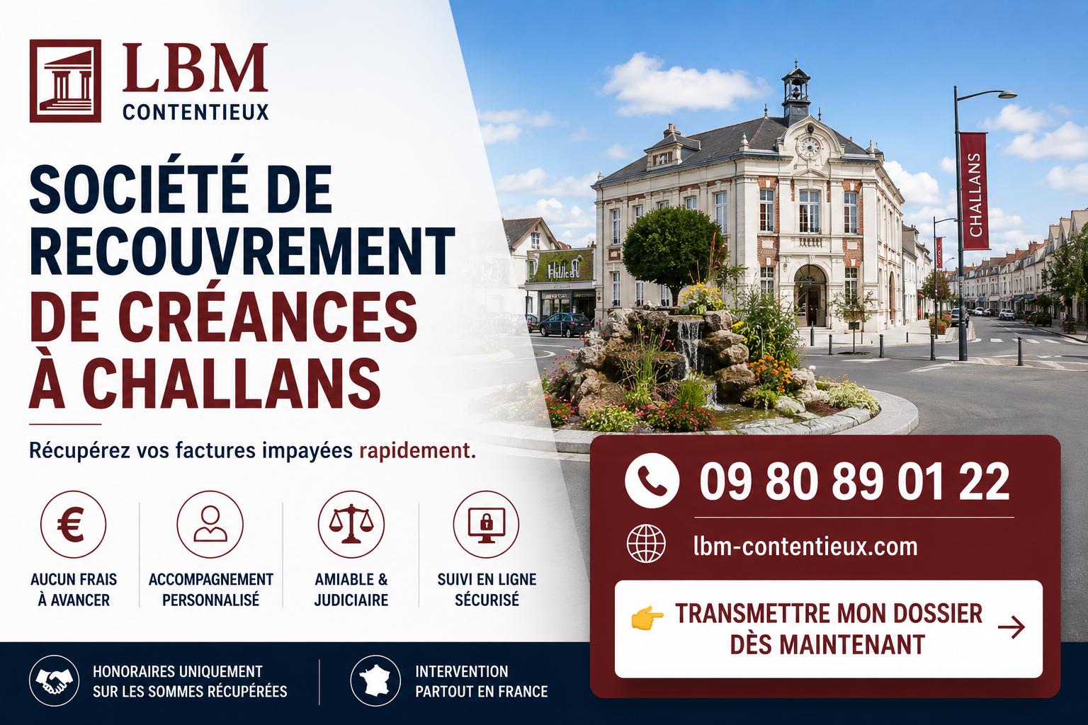 Société de recouvrement de créances à Challans – LBM Contentieux accompagne les entreprises dans le recouvrement amiable et judiciaire de leurs factures impayées.