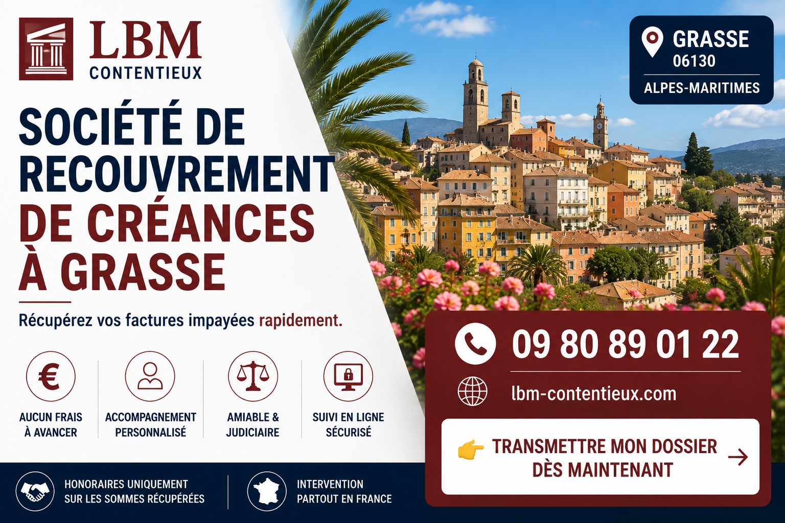 Société de recouvrement de créances à Grasse – LBM Contentieux, spécialiste du recouvrement amiable et judiciaire des factures impayées