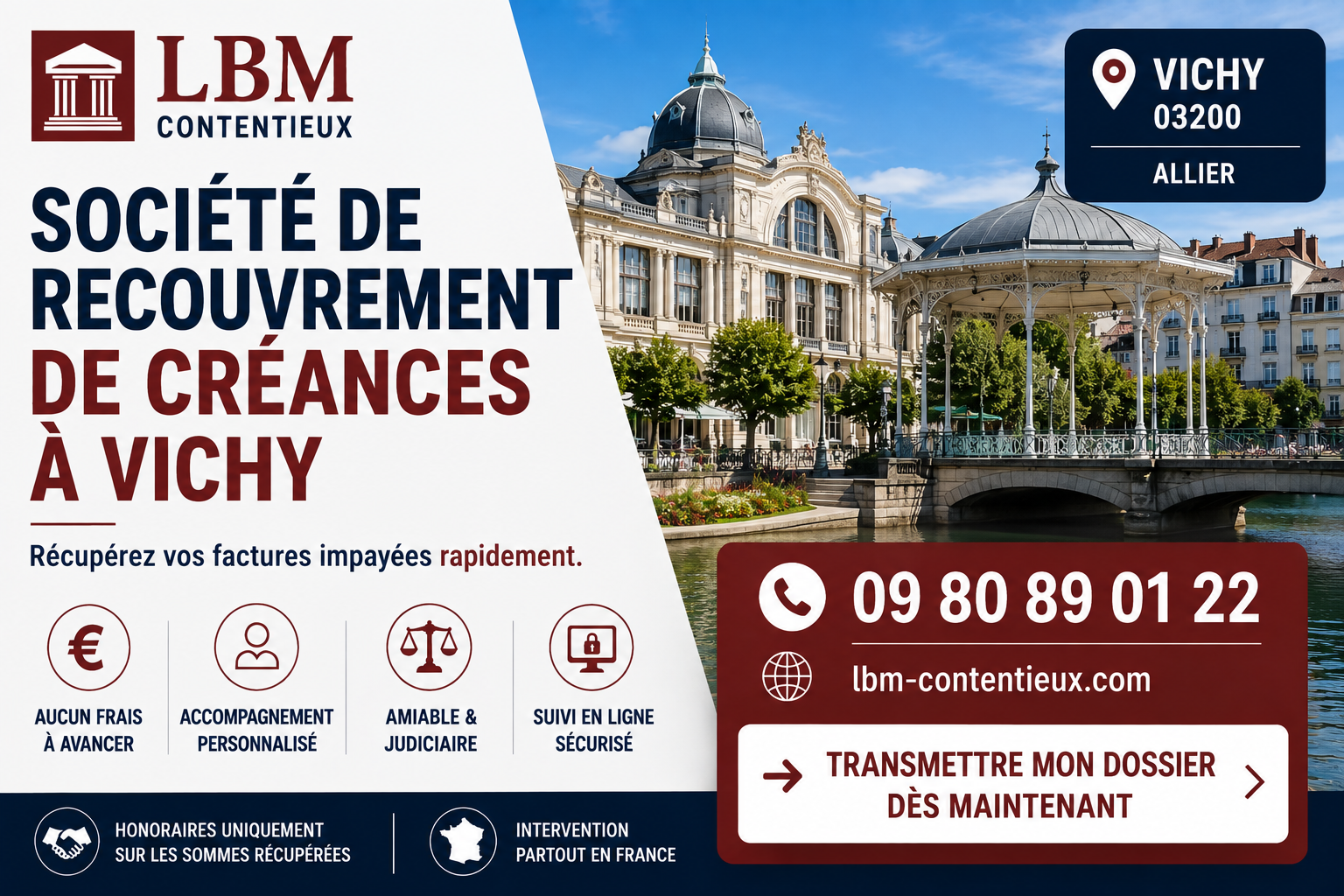 Société de recouvrement de créances à Vichy – LBM Contentieux, spécialiste du recouvrement amiable et judiciaire des factures impayées